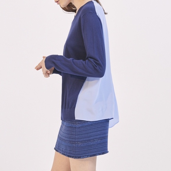 Sandro Paris Ipolit Blue Silk Cashmere Tie-Back Sweater Sheer Wrap Back Size Med - Picture 3 of 9